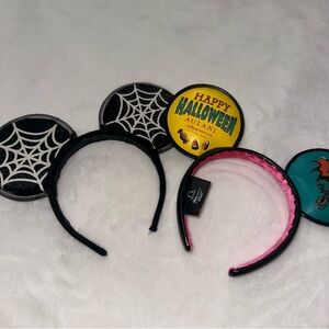 Disney Aulani Halloween Mouse Ears and Black Spider Web Ears